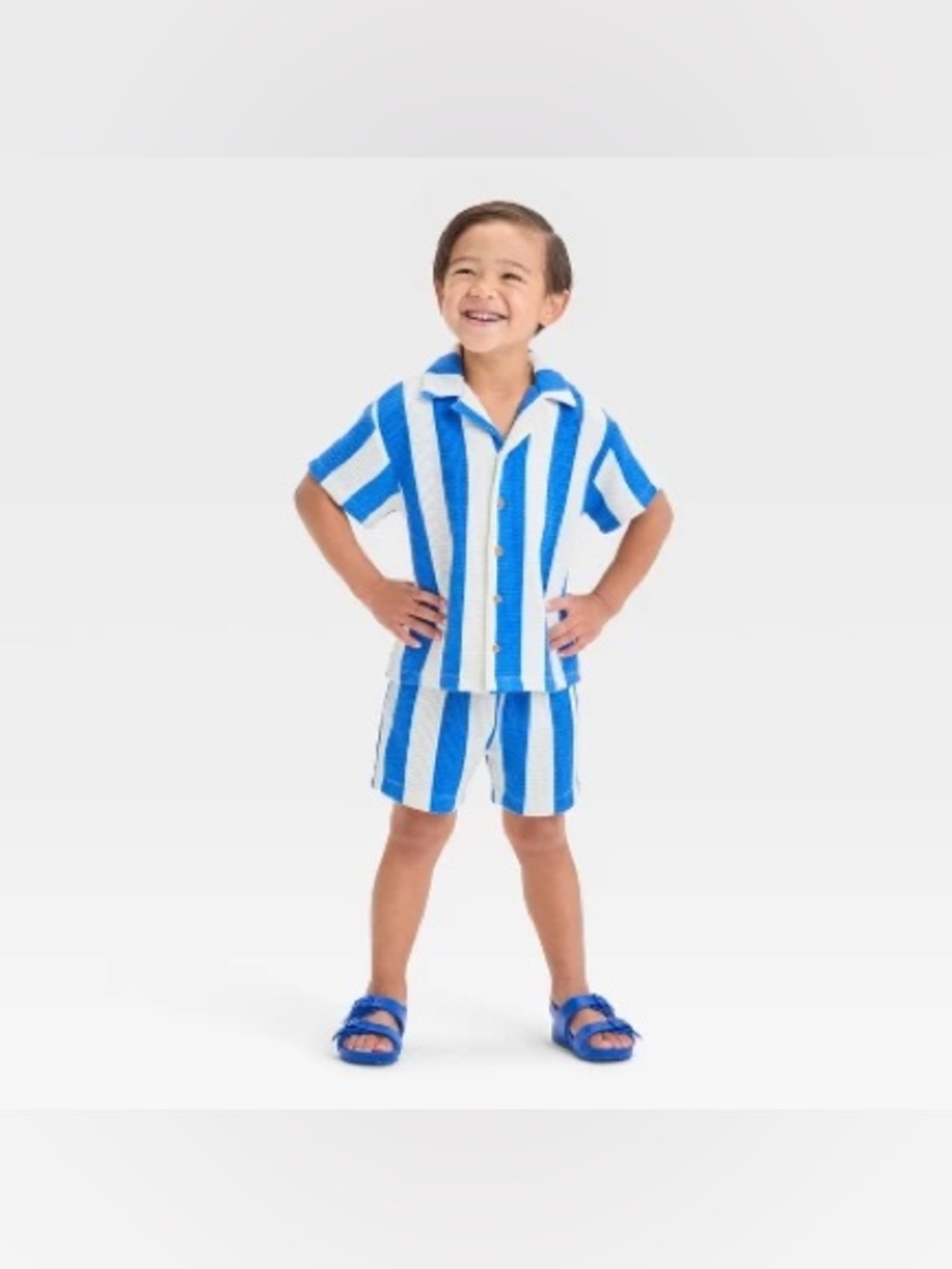 GRAYSON MINI Toddler Boy Vertical Striped Thermal Knit and Shirt Set